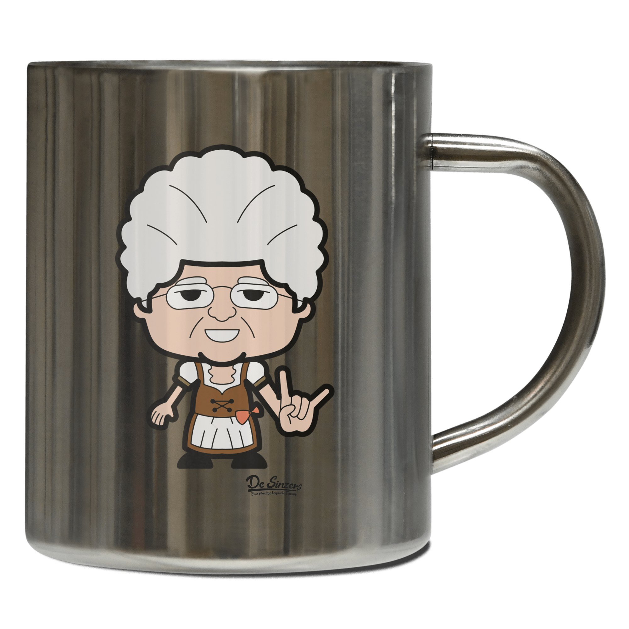 Die Oid Sinzerin Rocking Fingers Edelstahl Kaffeetasse 400ml Grosser Arber Front