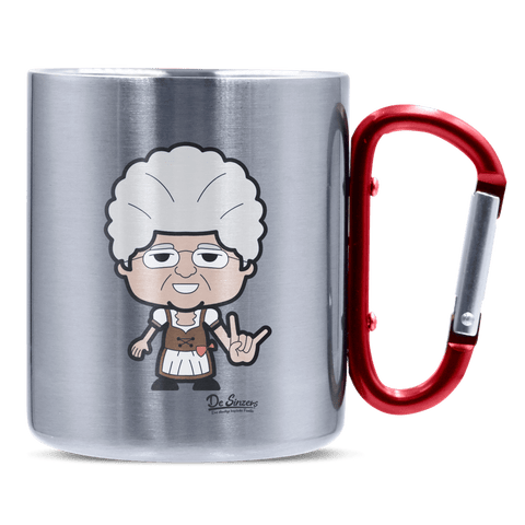 Die Oid Sinzerin Rocking Fingers Edelstahl Kaffeetasse roter Karabiner 320ml Kitzstein Front