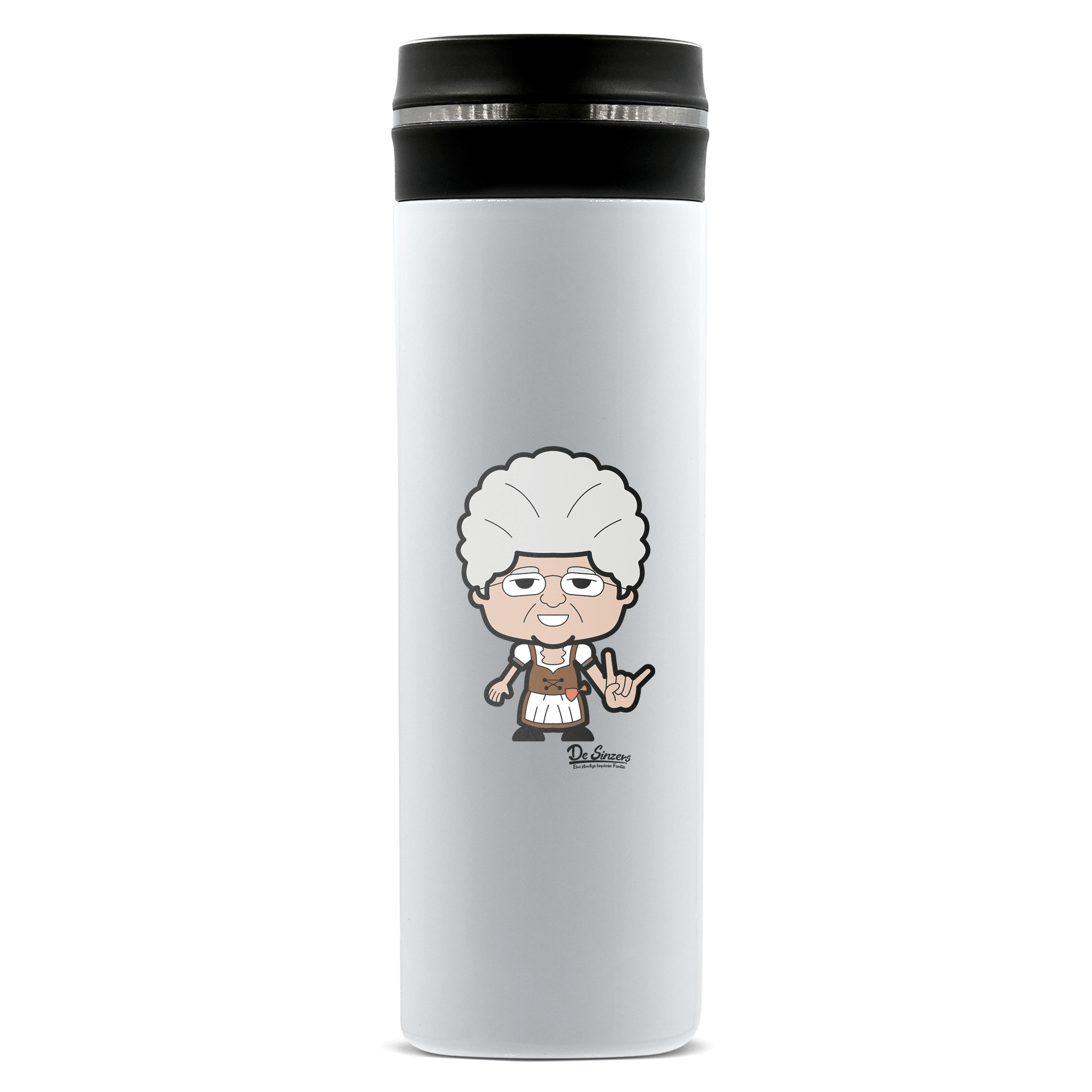Die Oid Sinzerin Rocking Fingers Edelstahl Thermoflasche 450ml Weiss Geigelstein Front