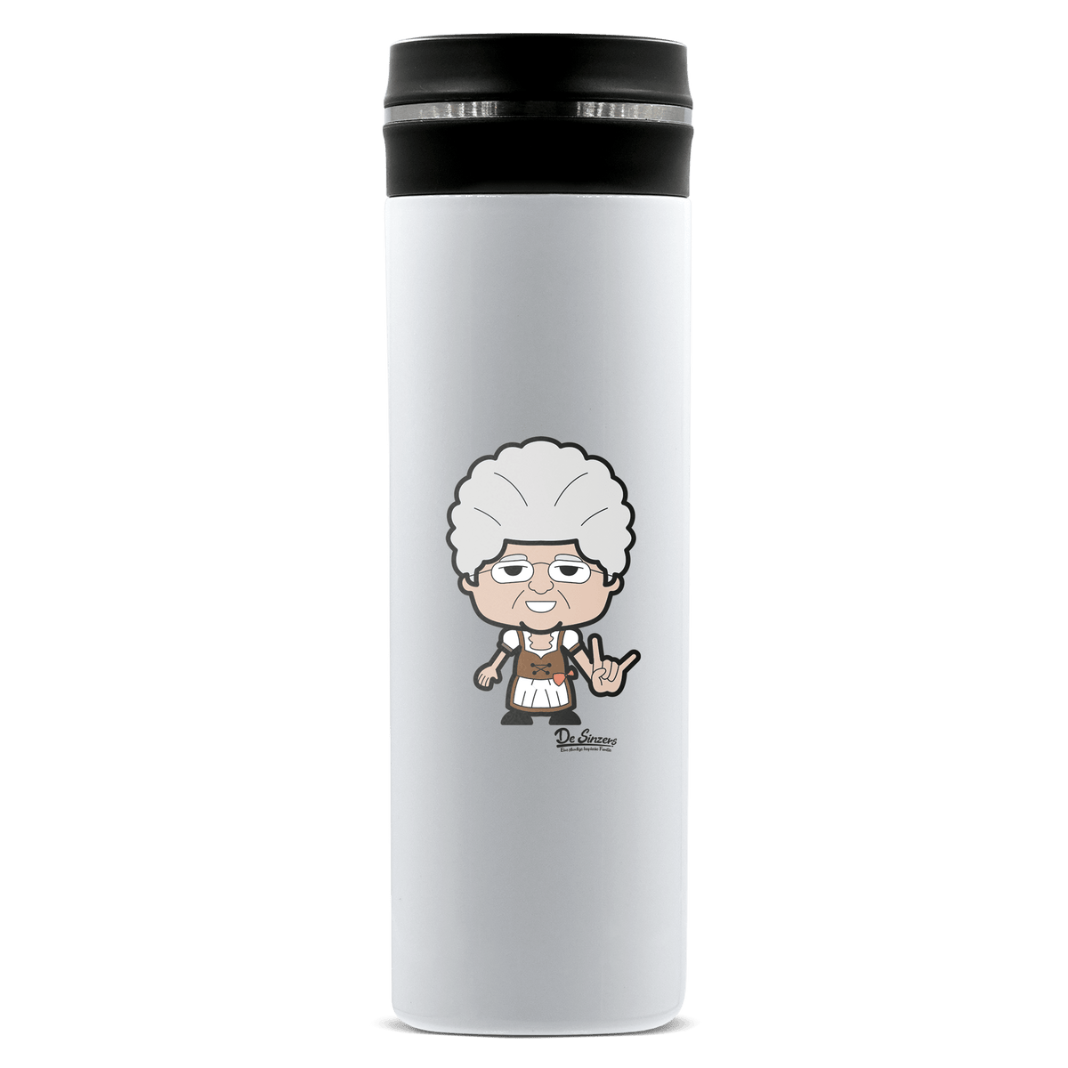 Die Oid Sinzerin Rocking Fingers Edelstahl Thermoflasche 450ml Weiss Geigelstein Front