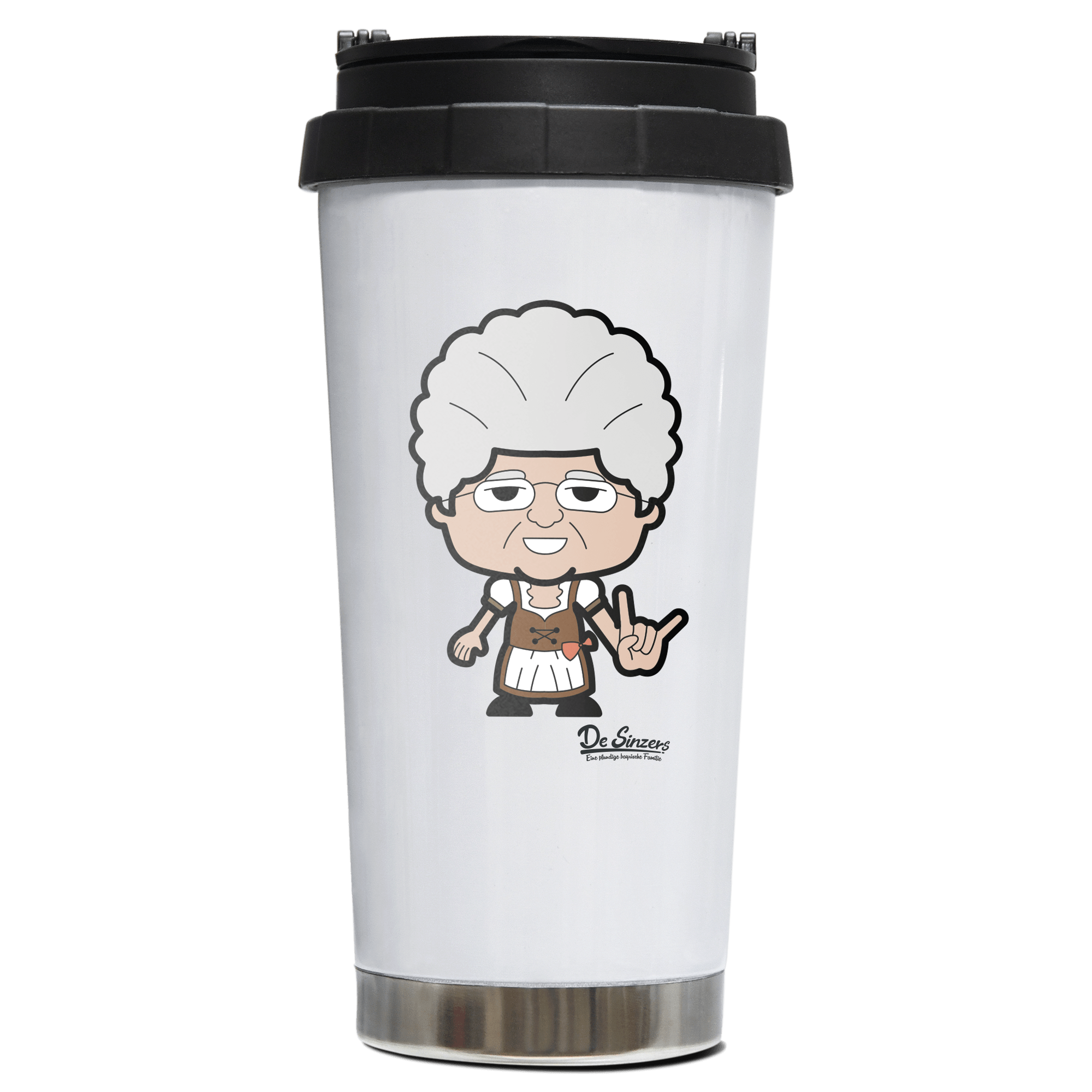 Die Oid Sinzerin Rocking Fingers Edelstahl Trinkbecher To Go 470ml Weiss Wildbarren Front