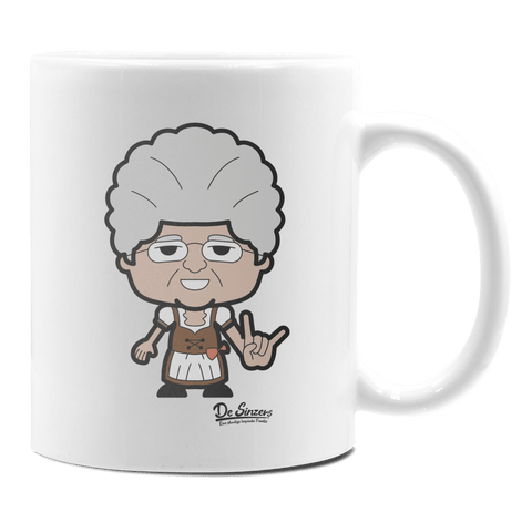 Die Oid Sinzerin Rocking Fingers Keramik Kaffeetasse 330ml Weiss Rampoldplatte Front