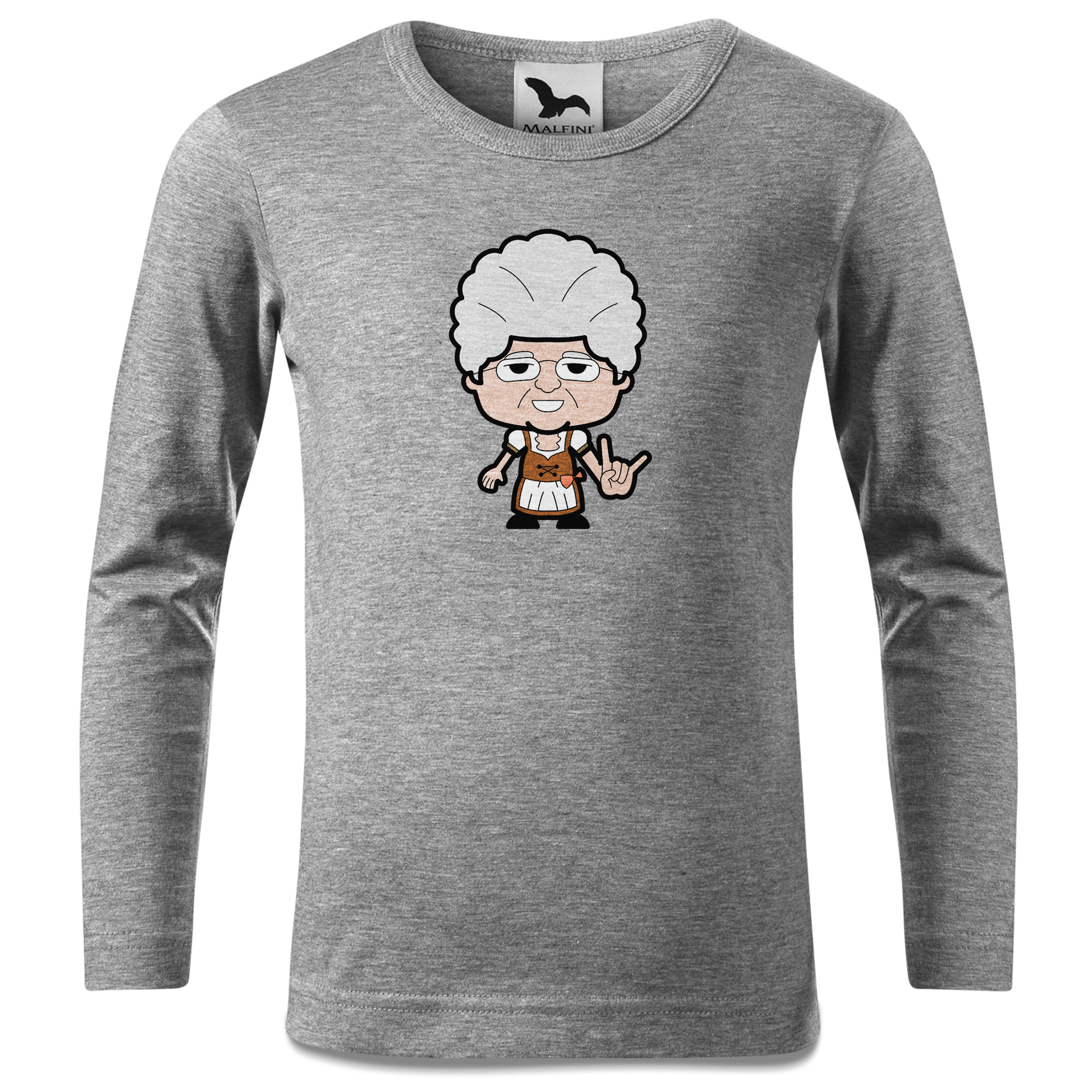 Die Oid Sinzerin Rocking Fingers Longsleeve Kinder Grau Meliert Waldering Front