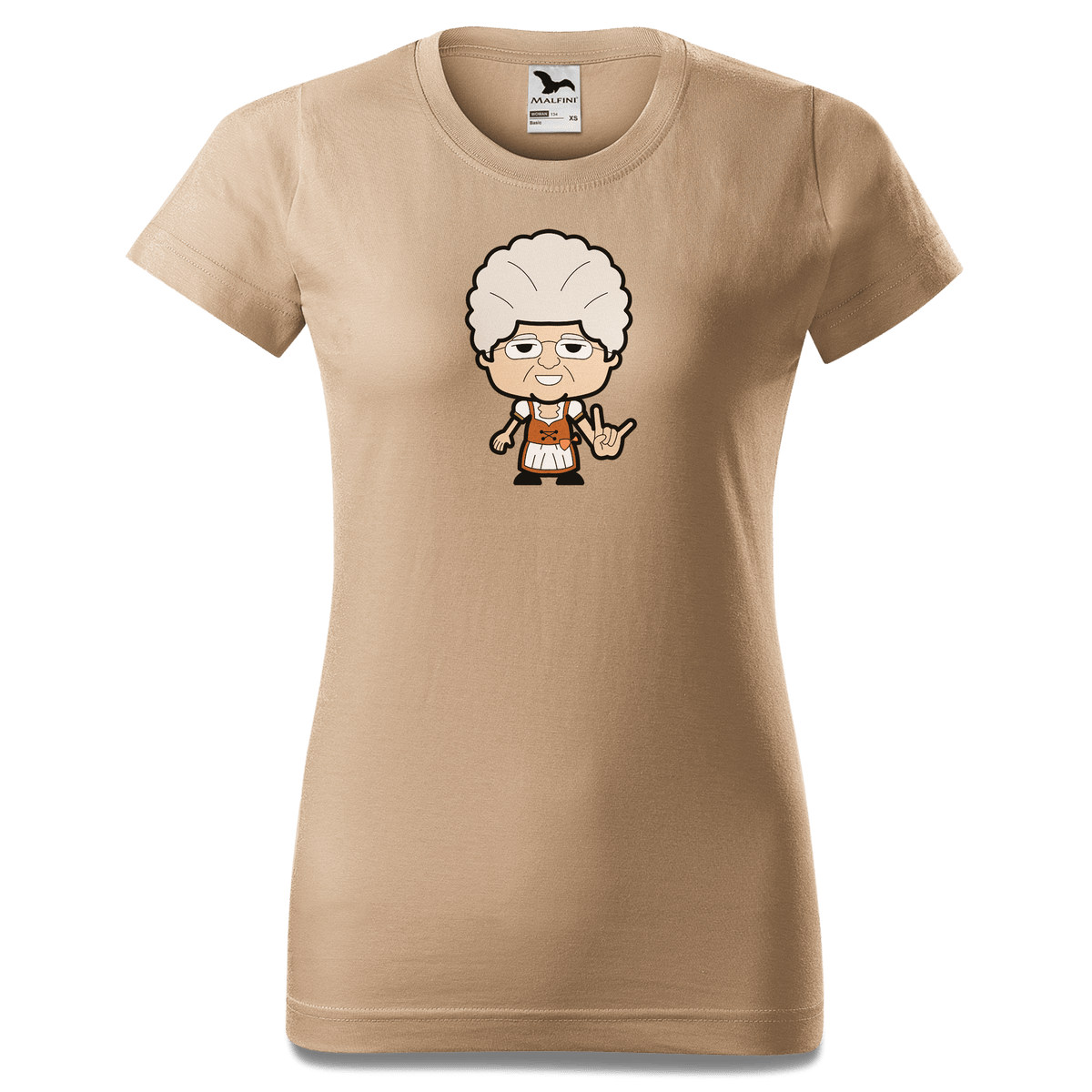 Die Oid Sinzerin Rocking Fingers T Shirt Damen Sand Entleiten Front