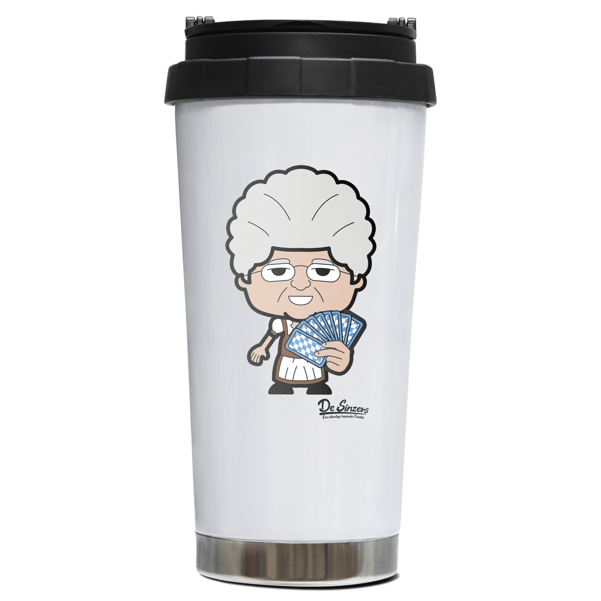 Die Oid Sinzerin Schafkopfen Edelstahl Trinkbecher To Go 470ml Weiss Wildbarren Front