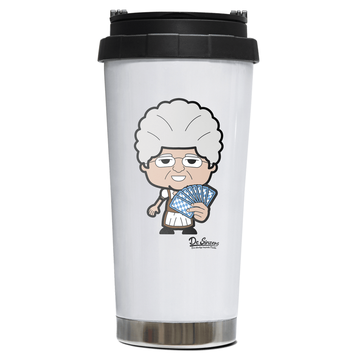 Die Oid Sinzerin Schafkopfen Edelstahl Trinkbecher To Go 470ml Weiss Wildbarren Front