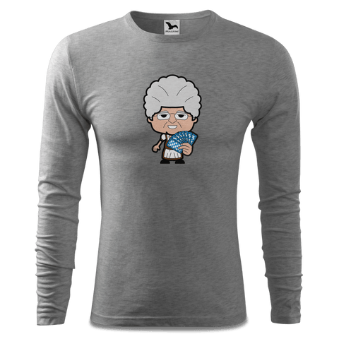 Die Oid Sinzerin Schafkopfen Longsleeve Fitted Herren Grau Meliert Haiden Front