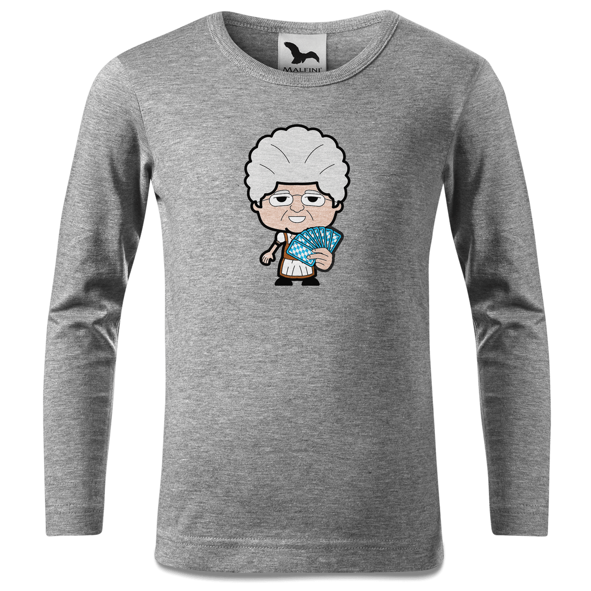 Die Oid Sinzerin Schafkopfen Longsleeve Kinder Grau Meliert Waldering Front