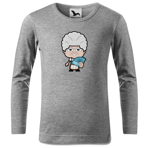 Die Oid Sinzerin Schafkopfen Longsleeve Kinder Grau Meliert Waldering Front