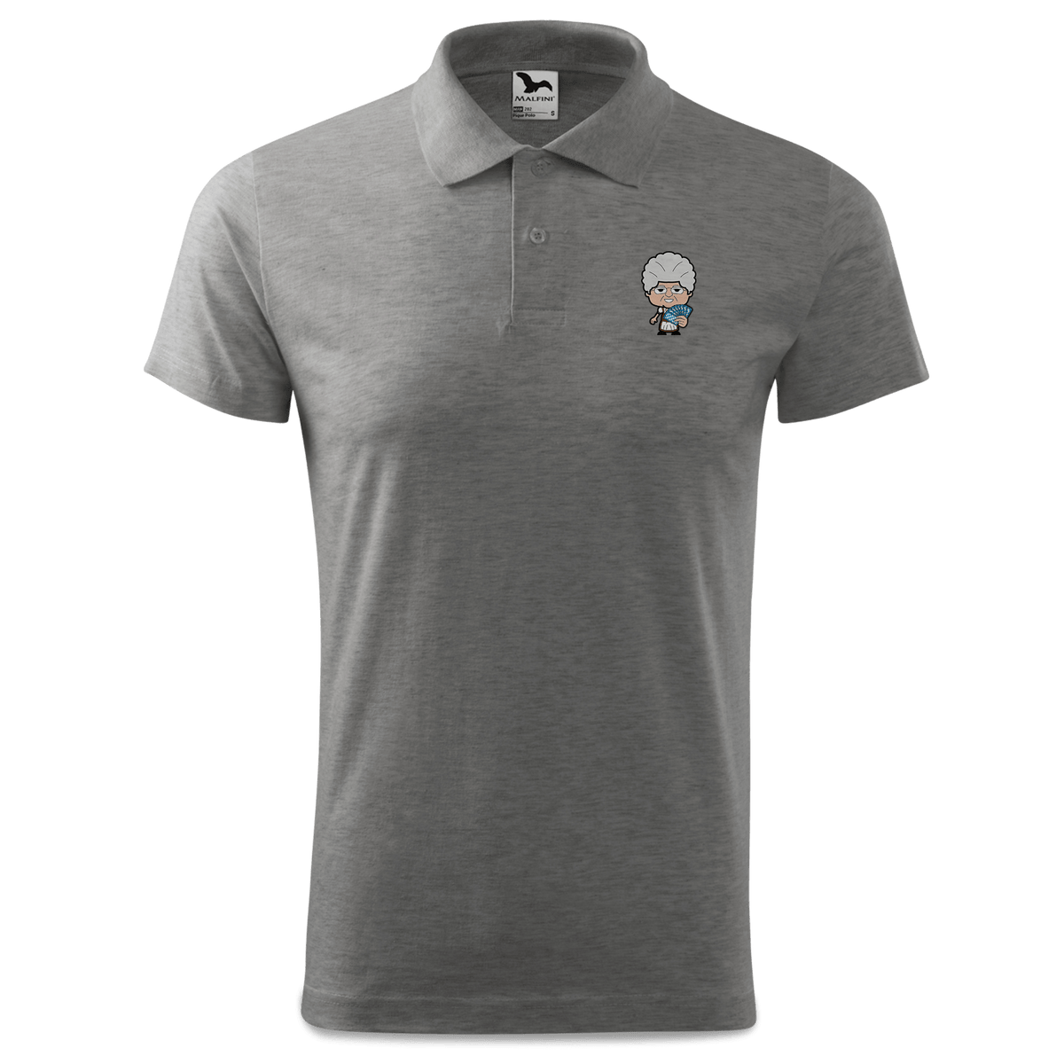 Die Oid Sinzerin Schafkopfen Polo Shirt Herren Grau Meliert Leiten Front