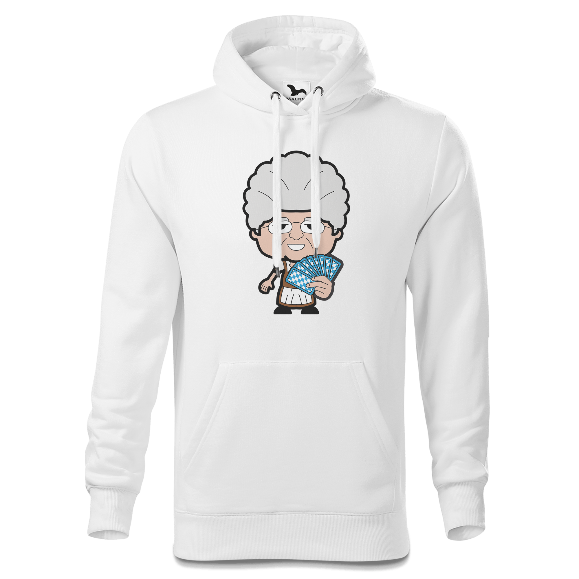 Die Oid Sinzerin Schafkopfen Sweatshirt Hoody Herren Weiss Reikering Front