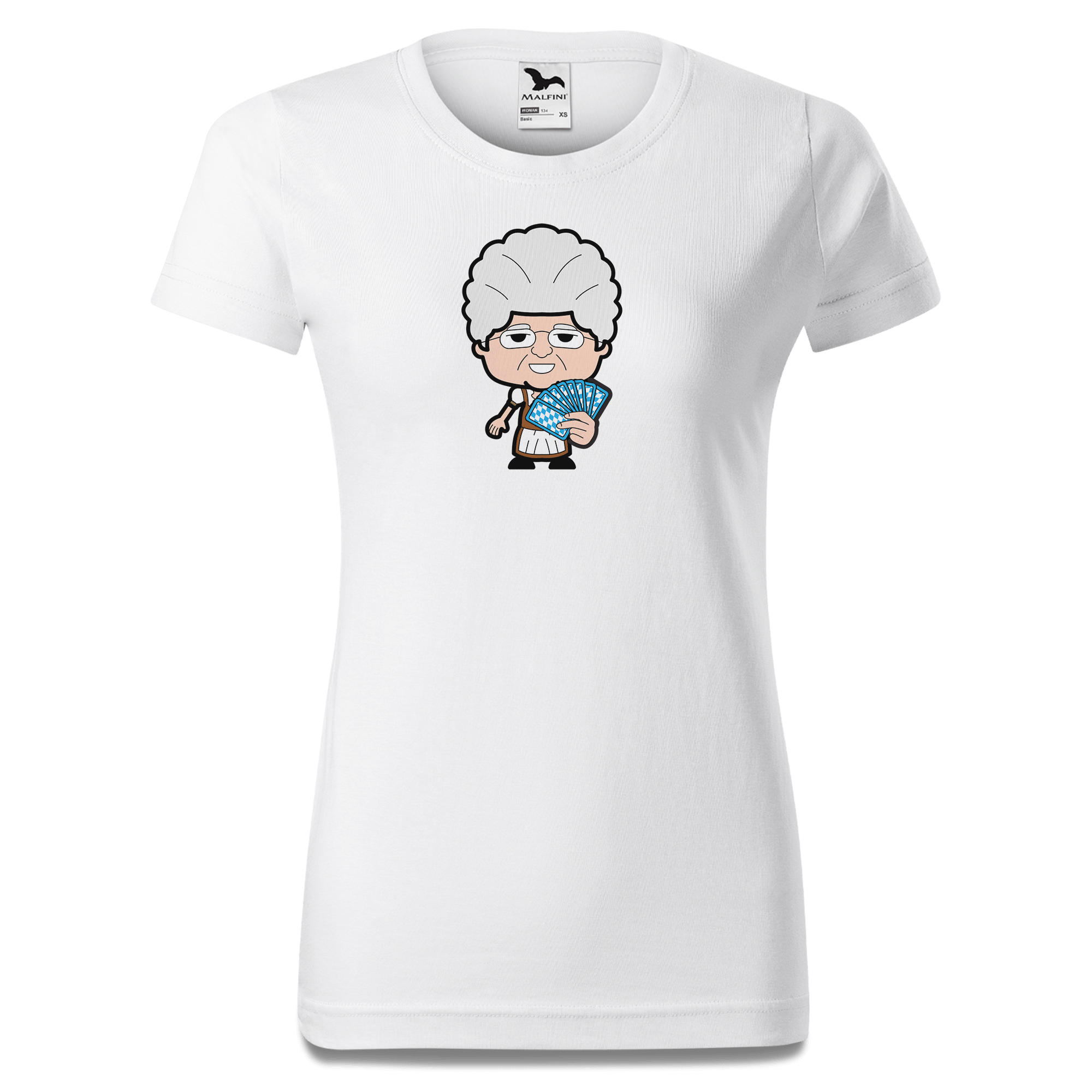 Die Oid Sinzerin Schafkopfen T Shirt Damen Weiss Gehering Front