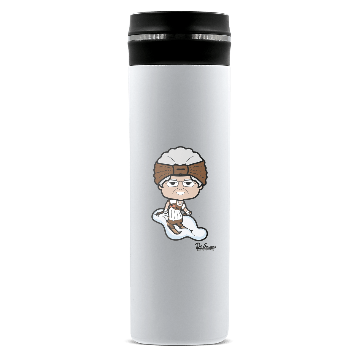 Die Oid Sinzerin Skifahrer Edelstahl Thermoflasche 450ml Weiss Geigelstein Front