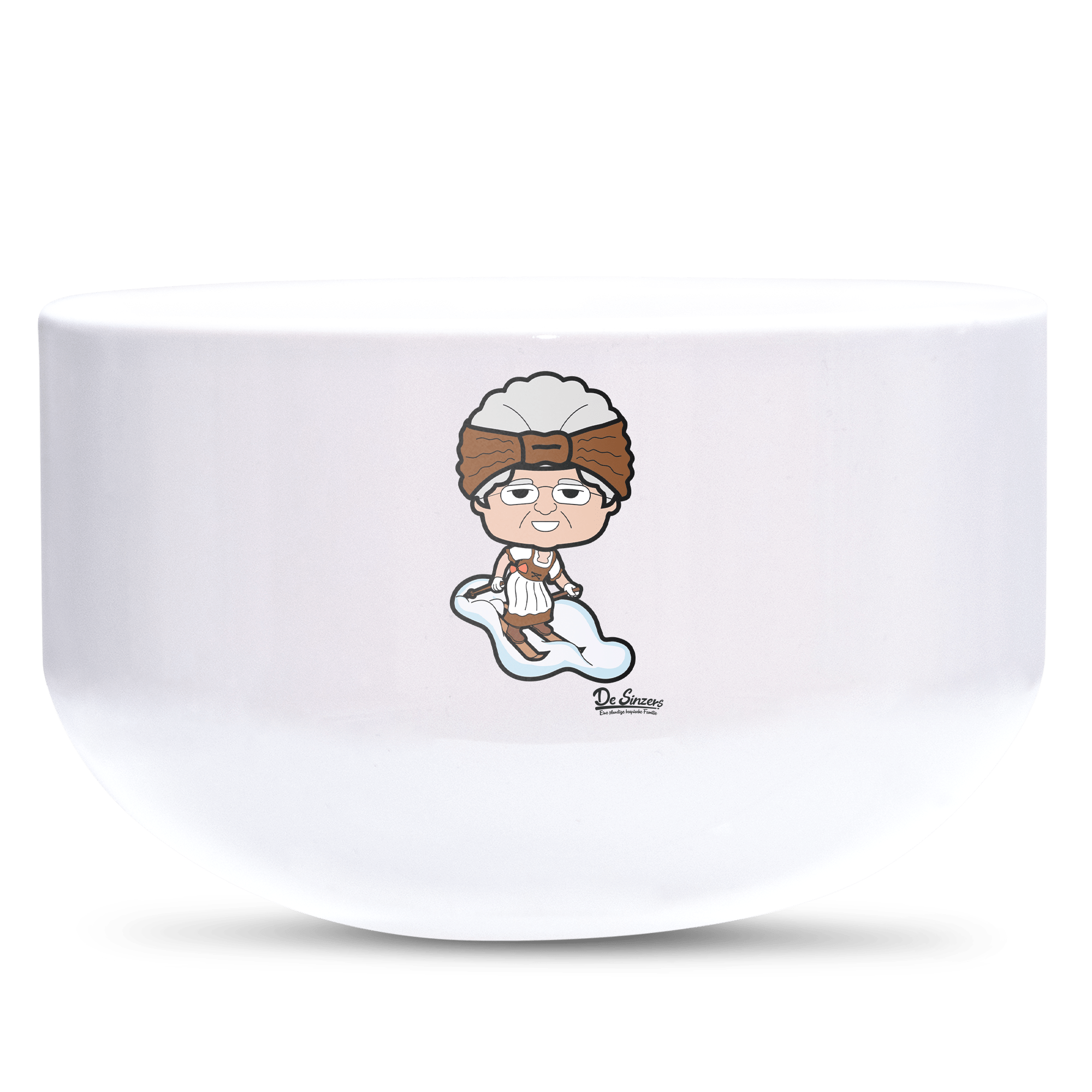 Die Oid Sinzerin Skifahrer Keramik Mueslischale Weiss 600ml Staffelberg Front