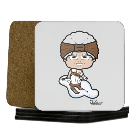 Die Oid Sinzerin Skifahrer Korkuntersetzer 5er Set 95 x 95 mm Weiss Karkopf Front