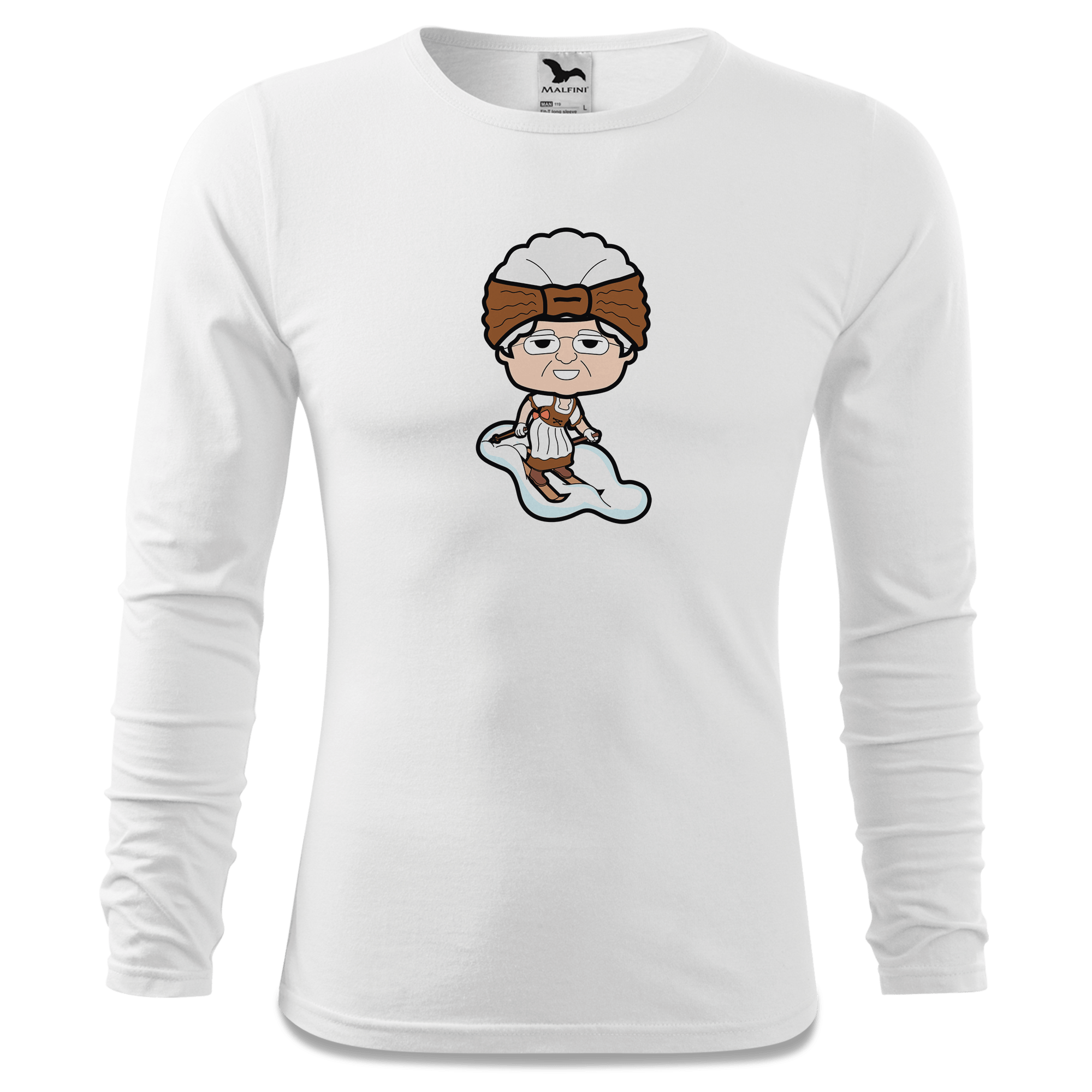 Die Oid Sinzerin Skifahrer Longsleeve Fitted Herren Weiss Hoehensteig Front