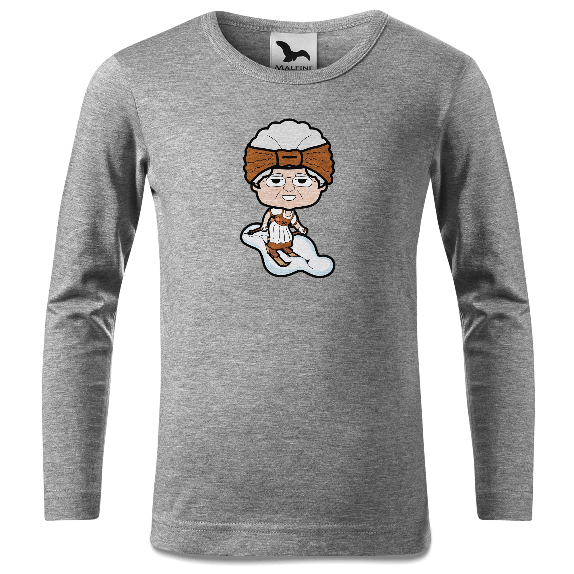 Die Oid Sinzerin Skifahrer Longsleeve Kinder Grau Meliert Waldering Front