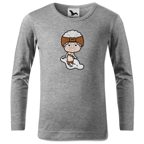 Die Oid Sinzerin Skifahrer Longsleeve Kinder Grau Meliert Waldering Front