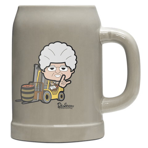 Die Oid Sinzerin Staplerfahrer Bierkrug 500ml Grau Watzmann Front