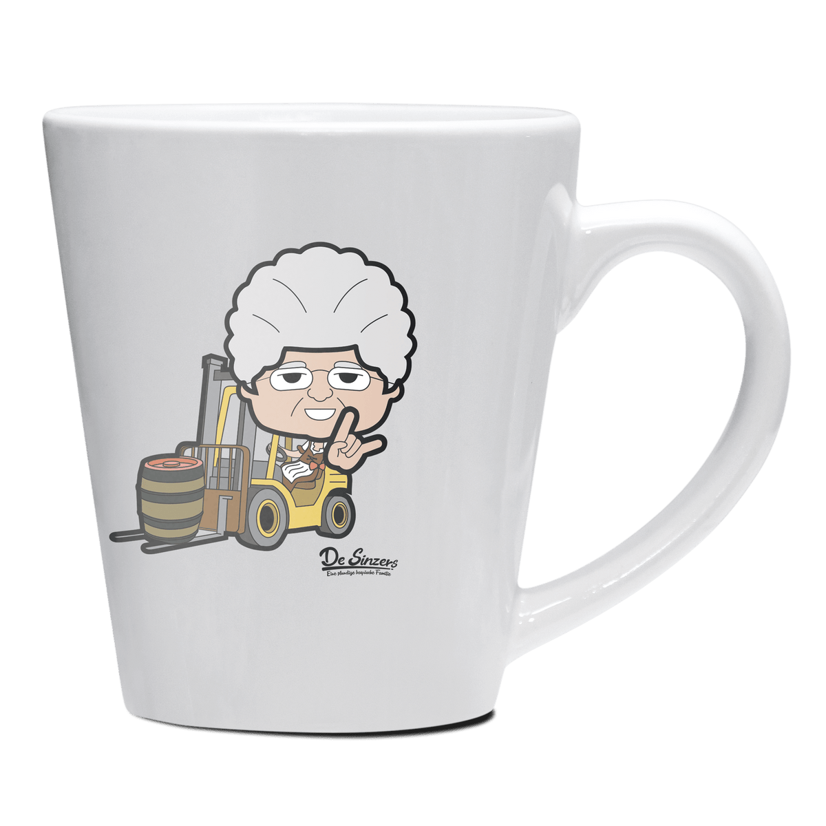 Die Oid Sinzerin Staplerfahrer Keramik Kaffeetasse 200ml Weiss Herzogstand Front