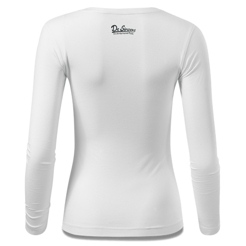 Die Oid Sinzerin Staplerfahrer Longsleeve Fitted Damen Weiss Kronstauden Back