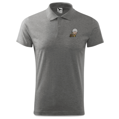 Die Oid Sinzerin Staplerfahrer Polo Shirt Herren Grau Meliert Leiten Front