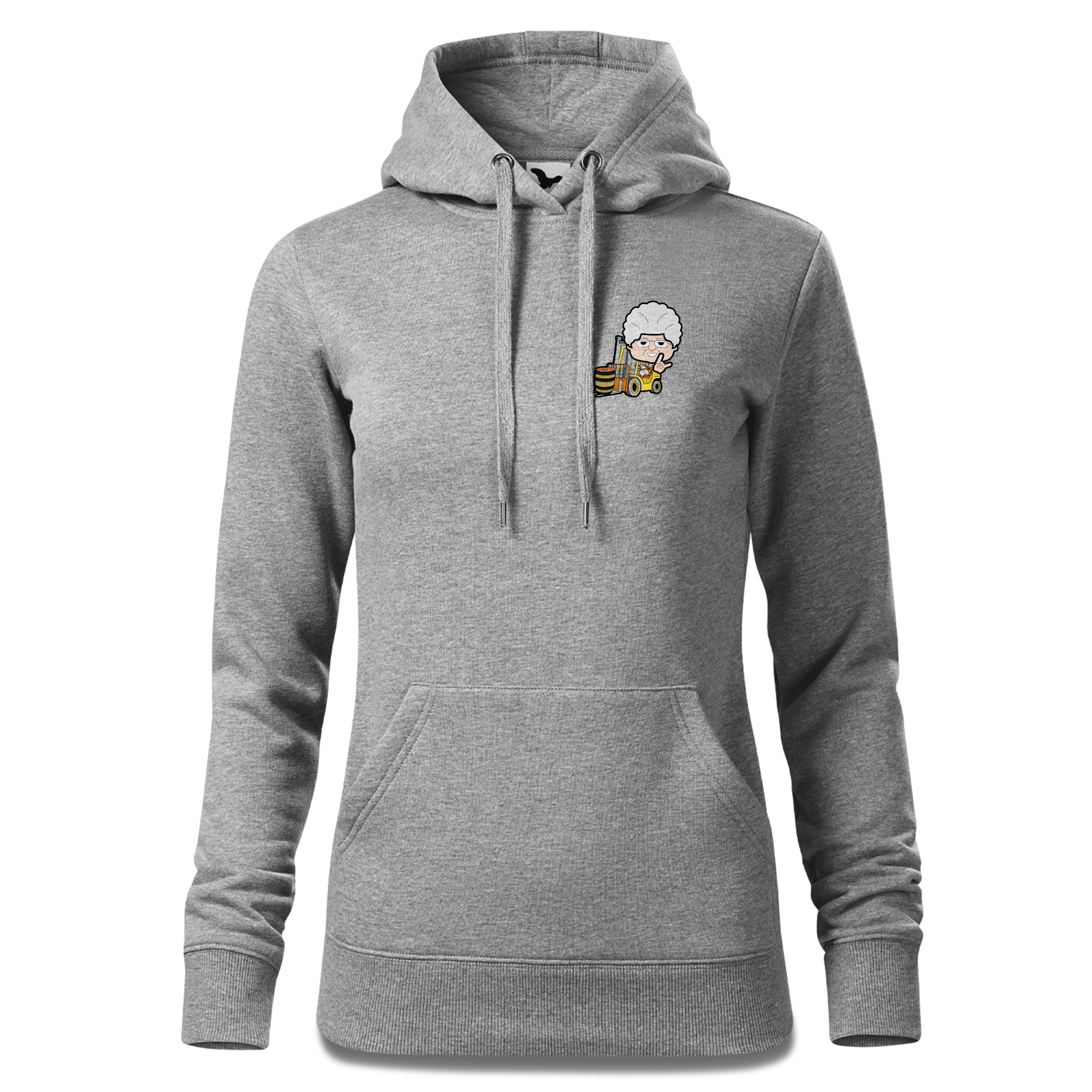 Die Oid Sinzerin Staplerfahrer Sweatshirt Hoody Damen Grau Meliert Kleinholzen Front