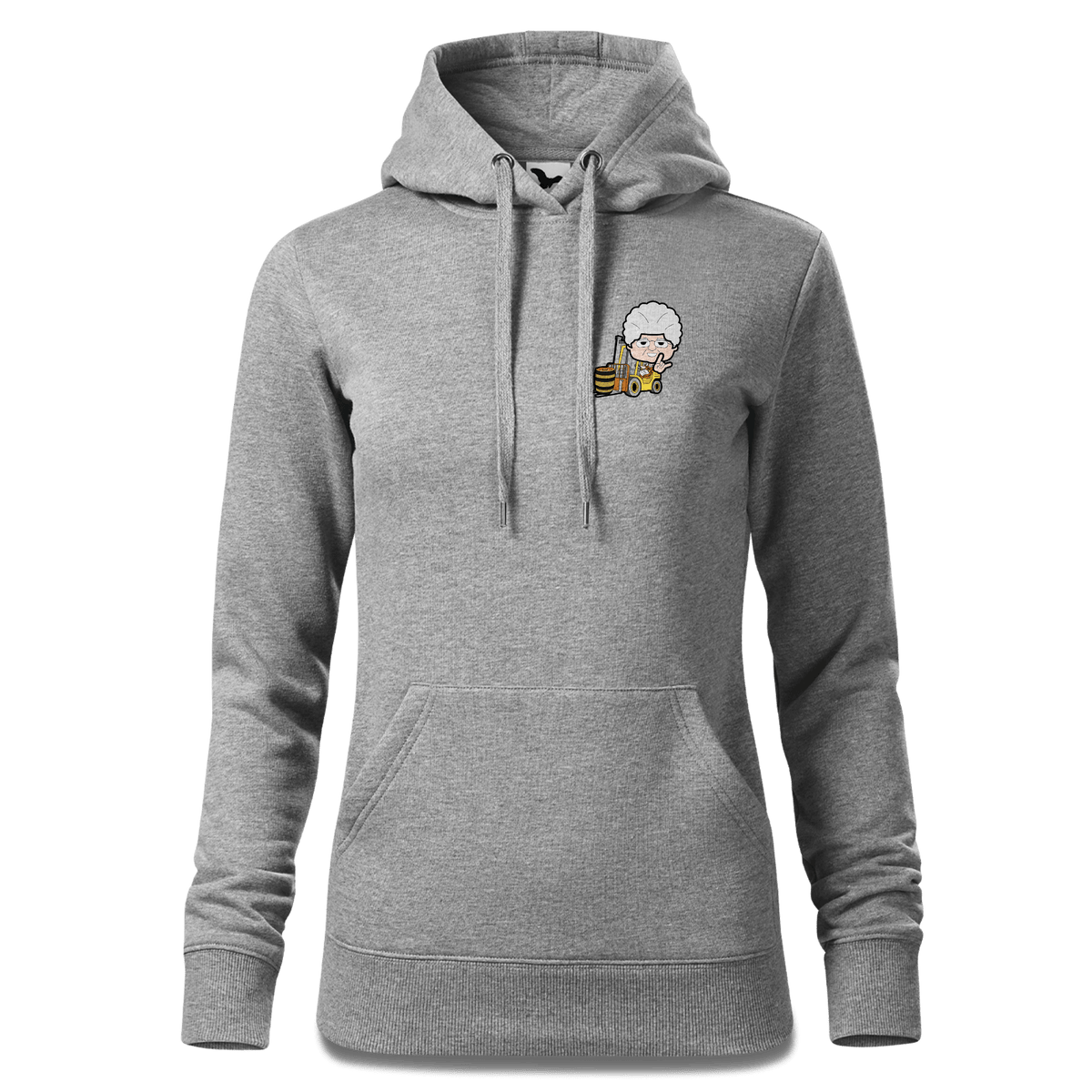 Die Oid Sinzerin Staplerfahrer Sweatshirt Hoody Damen Grau Meliert Kleinholzen Front