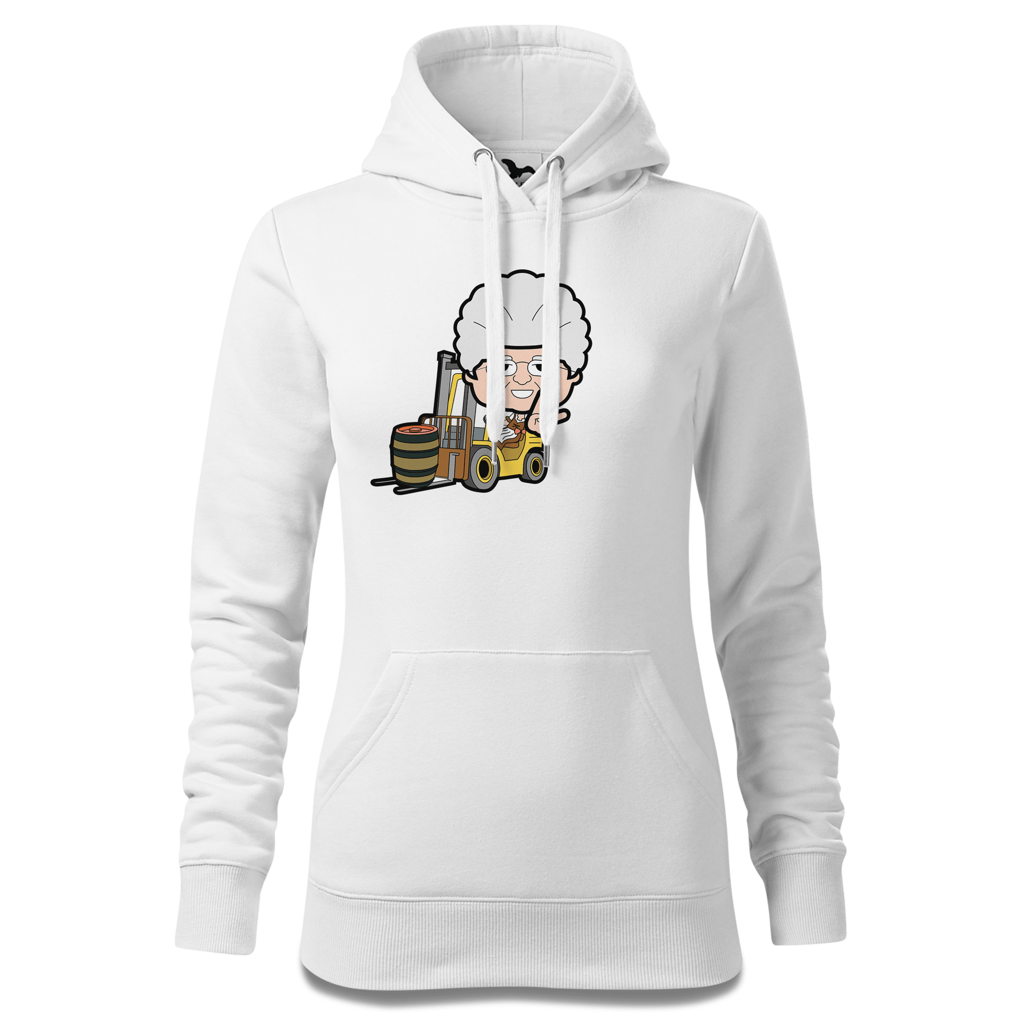 Die Oid Sinzerin Staplerfahrer Sweatshirt Hoody Damen Weiss Eckenholz Front