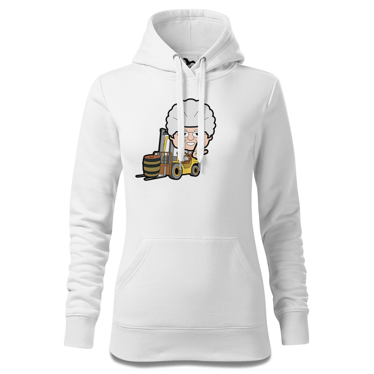 Die Oid Sinzerin Staplerfahrer Sweatshirt Hoody Damen Weiss Eckenholz Front