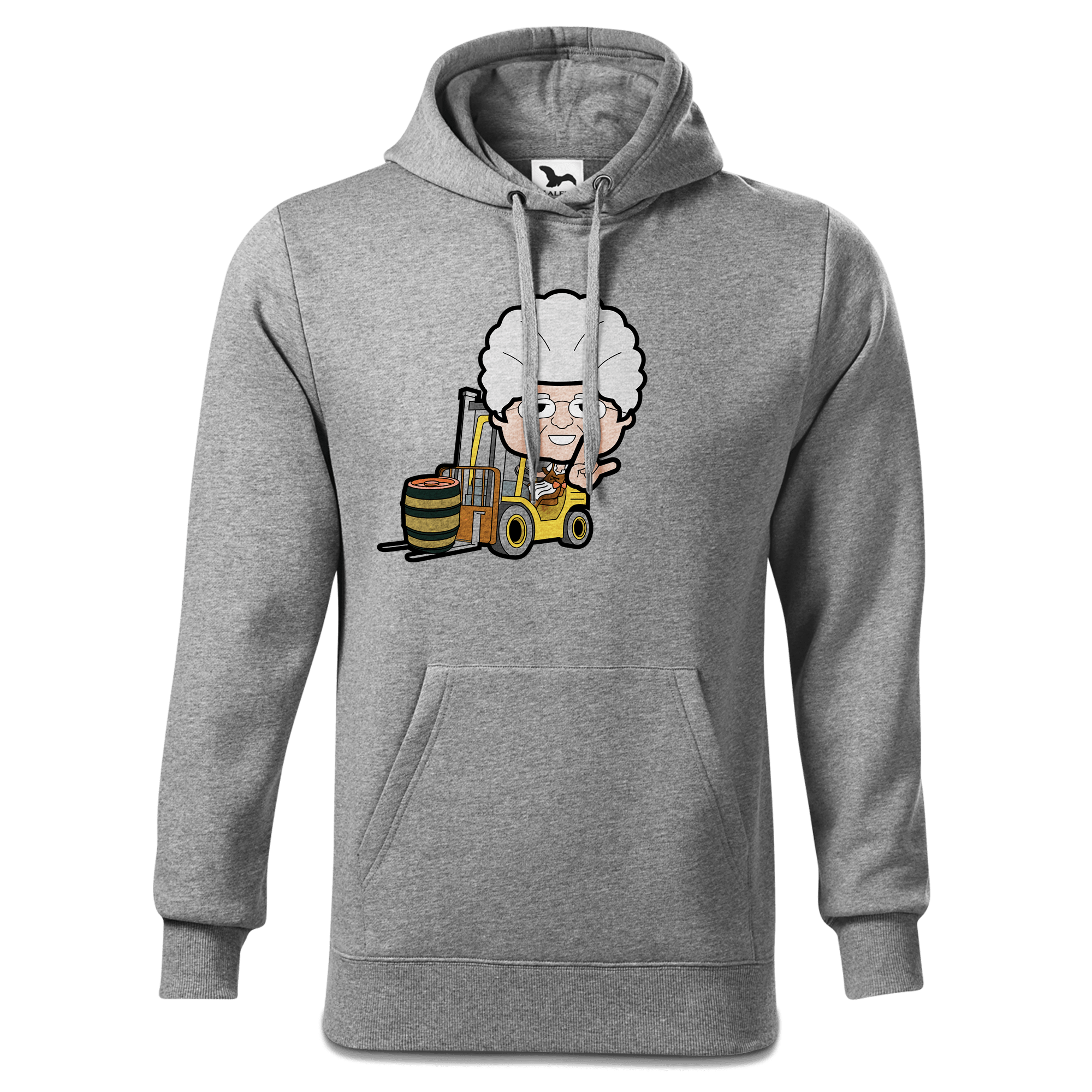 Die Oid Sinzerin Staplerfahrer Sweatshirt Hoody Herren Grau Meliert Pulvermuehle Front