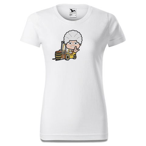 Die Oid Sinzerin Staplerfahrer T Shirt Damen Weiss Gehering Front