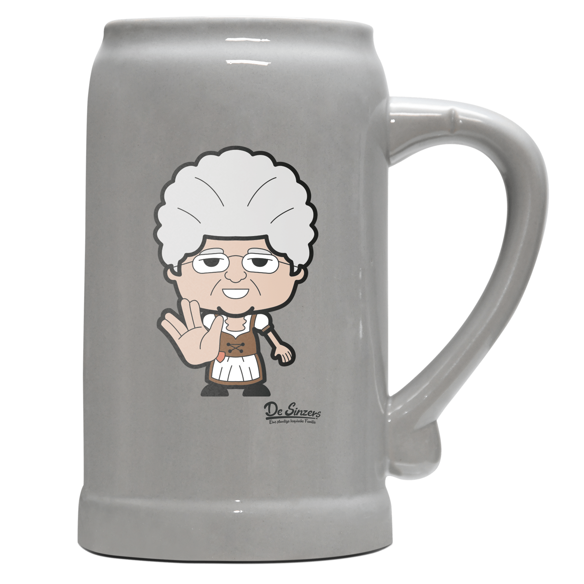Die Oid Sinzerin Star Trek Fingers Bierkrug 1000ml Grau Zugspitze Front