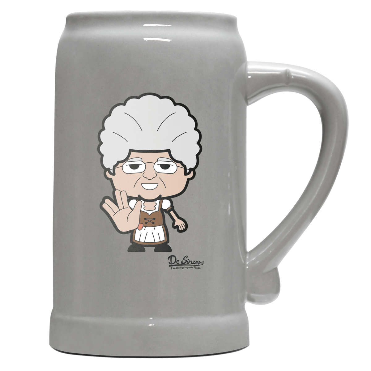 Die Oid Sinzerin Star Trek Fingers Bierkrug 1000ml Grau Zugspitze Front