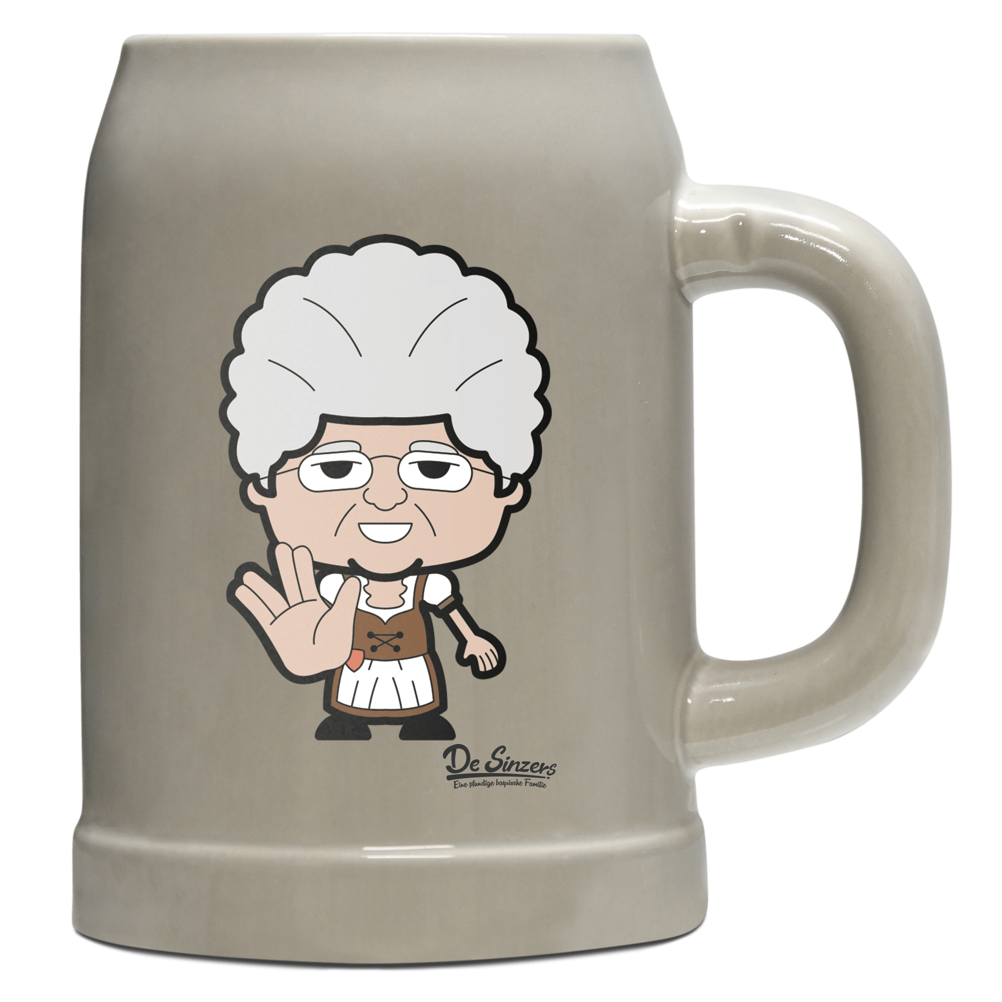 Die Oid Sinzerin Star Trek Fingers Bierkrug 500ml Grau Watzmann Front