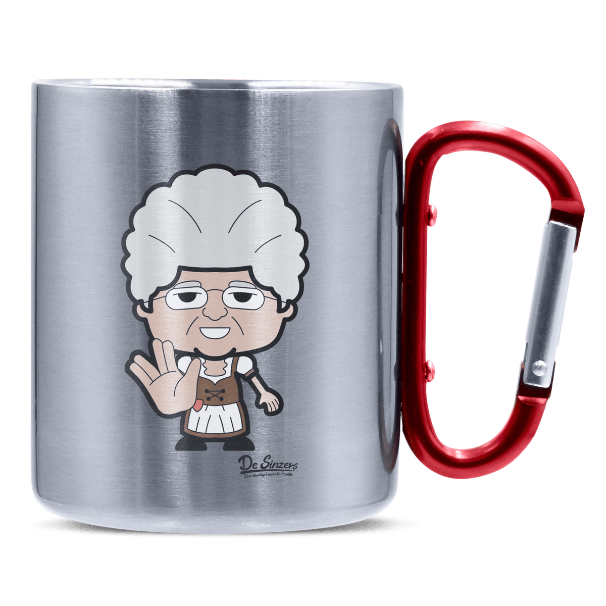 Die Oid Sinzerin Star Trek Fingers Edelstahl Kaffeetasse roter Karabiner 320ml Kitzstein Front