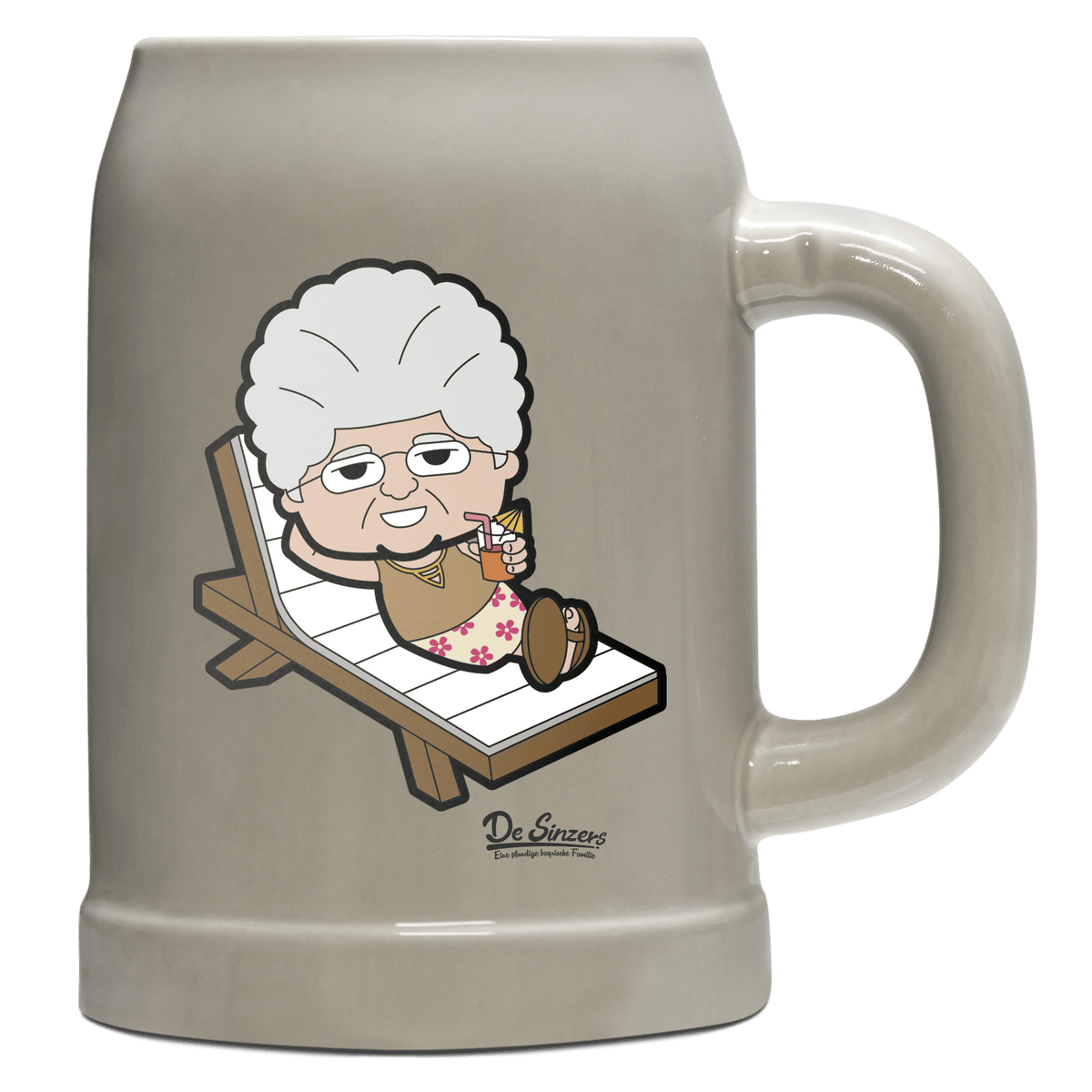 Die Oid Sinzerin Summer Edition Bierkrug 500ml Grau Watzmann Front
