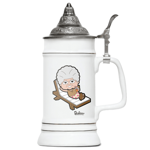 Die Oid Sinzerin Summer Edition Bierkrug 500ml Weiss mit Spitzdeckel Wendelstein Front