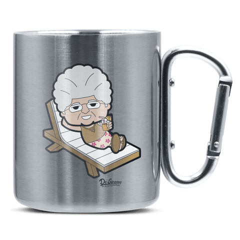 Die Oid Sinzerin Summer Edition Edelstahl Kaffeetasse silberer Karabiner 320ml Grosser Traithen Front