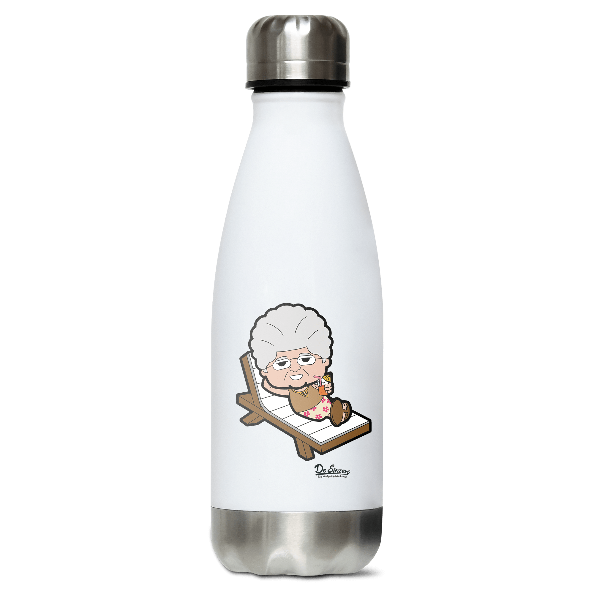 Die Oid Sinzerin Summer Edition Edelstahl Thermoflasche 350ml Weiss Silber Kreuzspitze Front