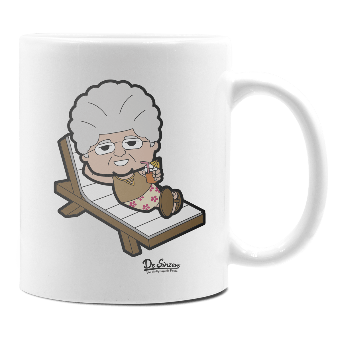 Die Oid Sinzerin Summer Edition Keramik Kaffeetasse 330ml Weiss Rampoldplatte Front