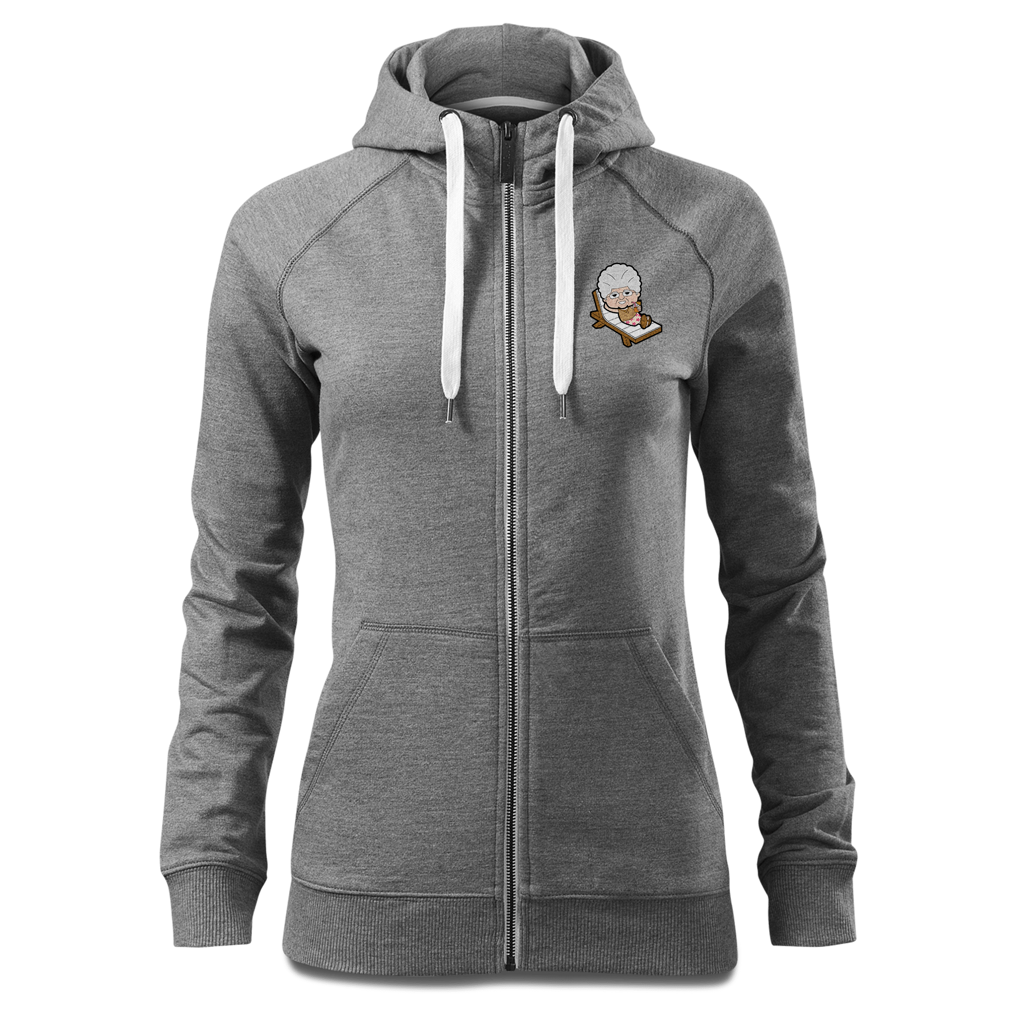 Die Oid Sinzerin Summer Edition Sweatshirt Zip Hoody Damen Grau Meliert Kreut Front