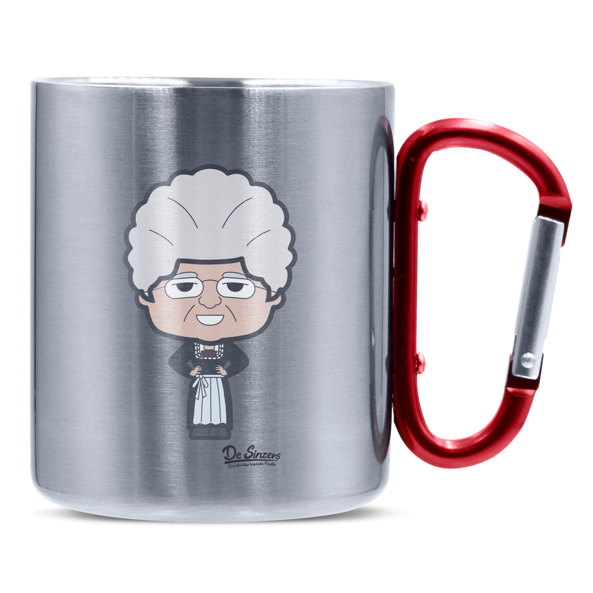 Die Oid Sinzerin Trachtenverein Edelstahl Kaffeetasse roter Karabiner 320ml Kitzstein Front