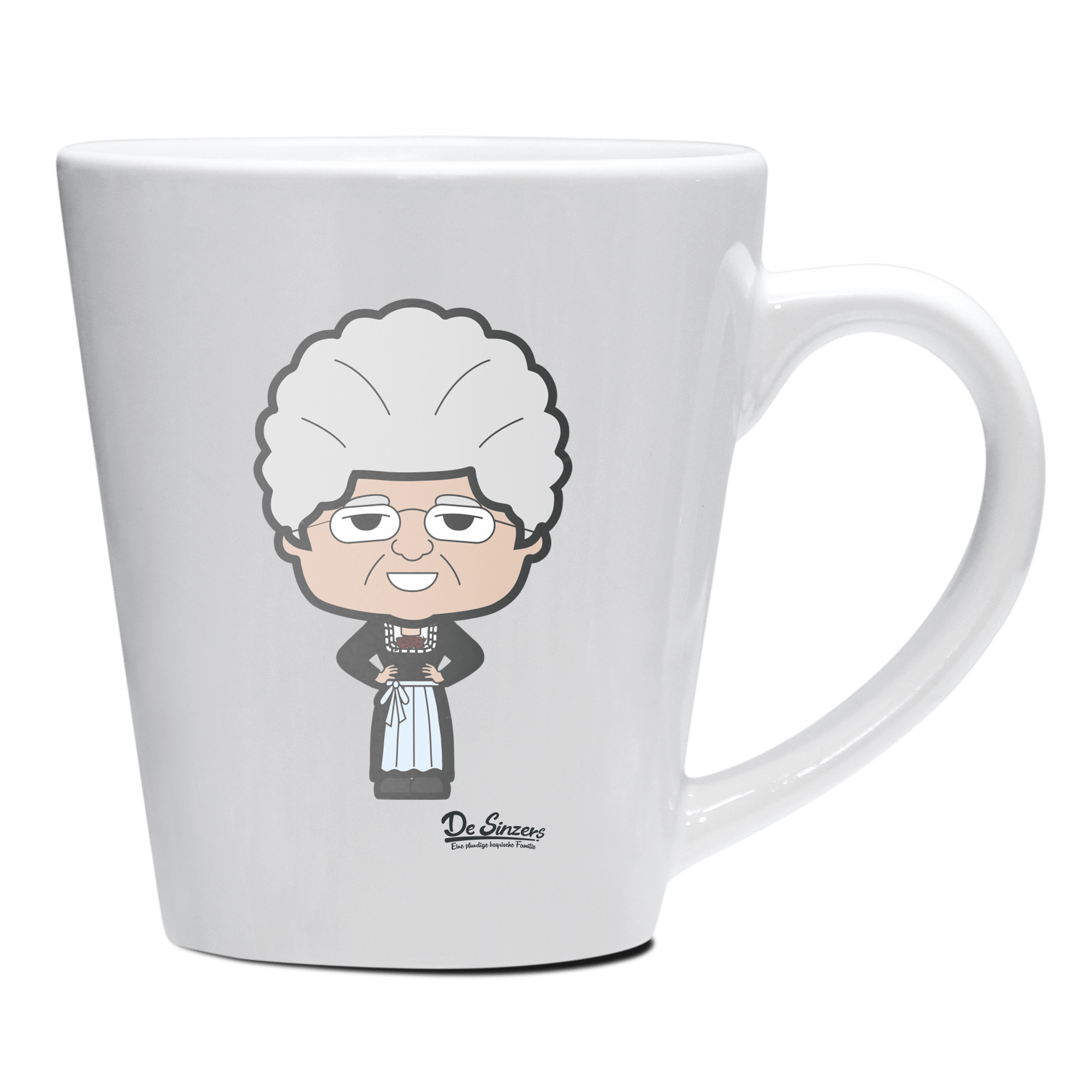 Die Oid Sinzerin Trachtenverein Keramik Kaffeetasse 200ml Weiss Herzogstand Front