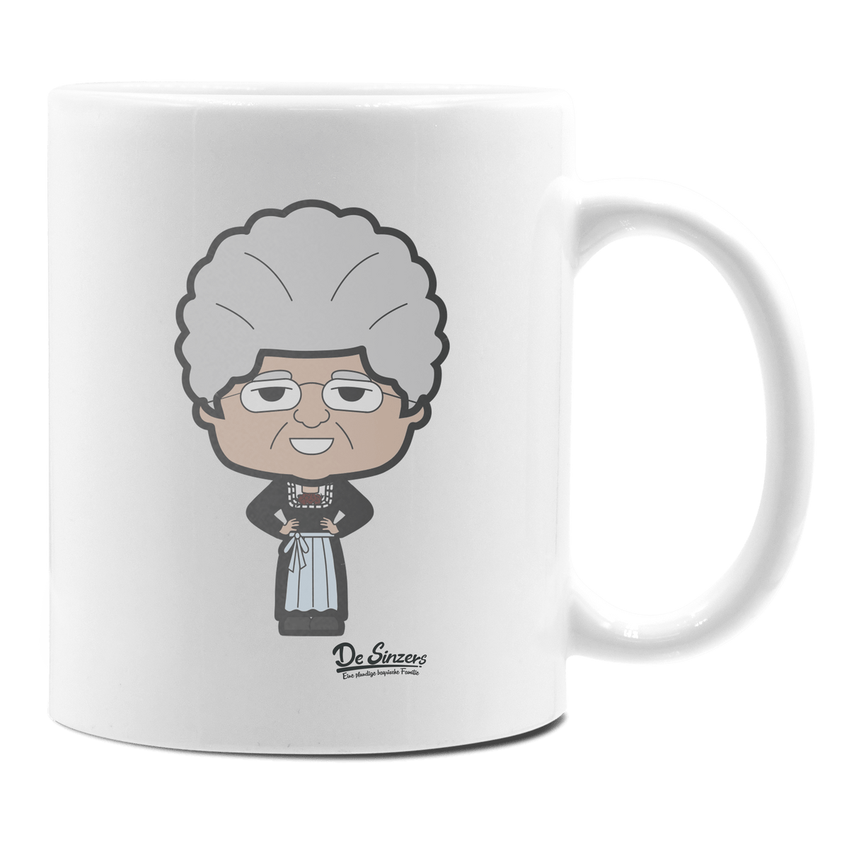 Die Oid Sinzerin Trachtenverein Keramik Kaffeetasse 330ml Weiss Rampoldplatte Front