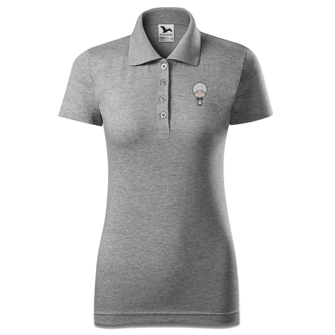 Die Oid Sinzerin Trachtenverein Polo Shirt Damen Grau Meliert Lack Front