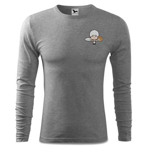 Die Oid Sinzerin Weisswurscht und Brezn Longsleeve Fitted Herren Grau Meliert Haidholzen Front
