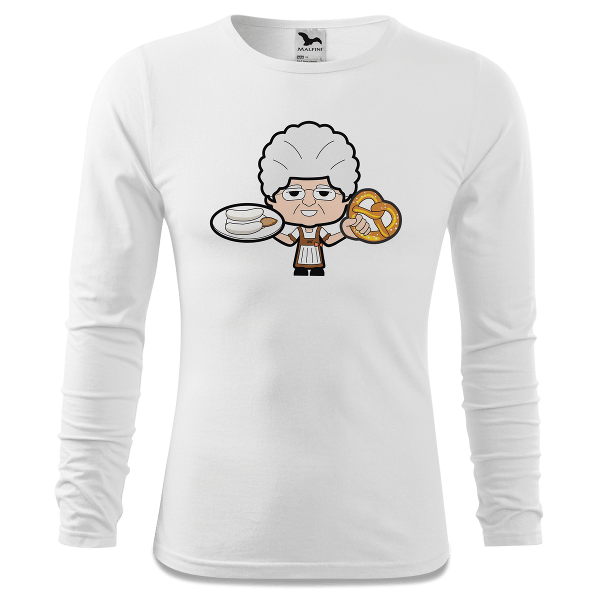 Die Oid Sinzerin Weisswurscht und Brezn Longsleeve Fitted Herren Weiss Hoehensteig Front