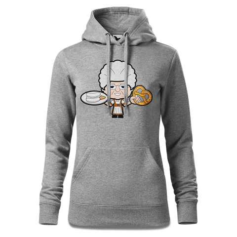 Die Oid Sinzerin Weisswurscht und Brezn Sweatshirt Hoody Damen Grau Meliert Kieling Front