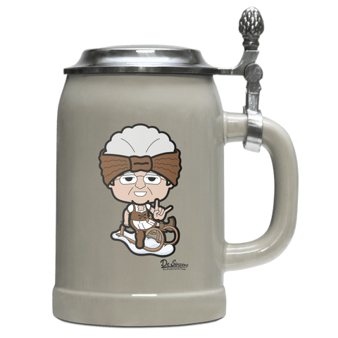 Die Oid Sinzerin Winter Edition Bierkrug 500ml Grau mit Deckel Hocheck Front